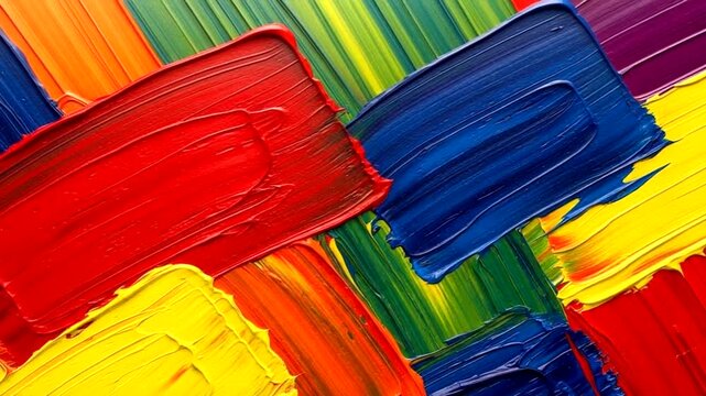 Colorful abstract paint strokes on canvas background