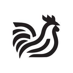 Minimalist black stylized rooster logo icon design