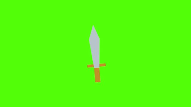 Medieval Sword Dagger Weapon Blade Icon Animation On Green Screen Background