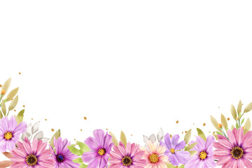 Flower watercolor frame for wedding, birthday, card, background, invitation, wallpaper, sticker, decoration etc.
