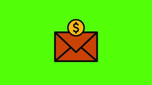 Financial Mail: A simple visual representation of a financial mail with dollar sign, over green background, highlighting monetary matters, illustrating financial concept.
