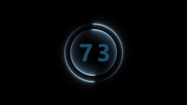 Illuminated Neon Ring With Number 73 Centered On Dark Background seventy three numeral