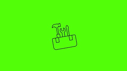 Tools of the Trade: A simple illustration of a toolbox, filled with essential hand tools, set against a bright green backdrop, symbolizing the craft of making and building.