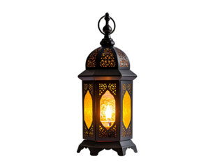 Ornate Moroccan Lantern with Glowing Light.