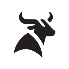 Abstract black bull head and horns logo icon design