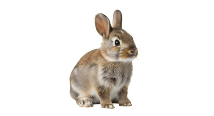 Obraz premium Adorable Brown Rabbit Sitting Upright on White Background.