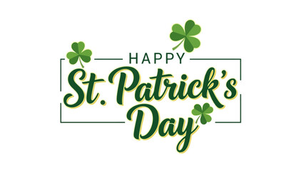Fototapeta premium Happy St. Patrick's Day Greeting with Clover Symbols and Green Border