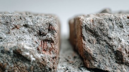 Brick Texture: A close-up shot of two aged bricks, their weathered surfaces revealing a story of time and history. The image evokes a sense of sturdy construction and enduring resilience.