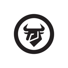 Abstract Bull Head Logo in Black Circle