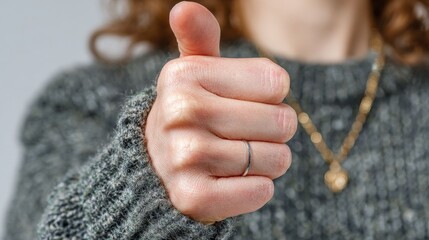 Thumbs Up: A close-up shot of a hand giving a thumbs-up, symbolizing approval, positivity, and agreement. The image focuses on the hand, gesture, and the message it conveys.
