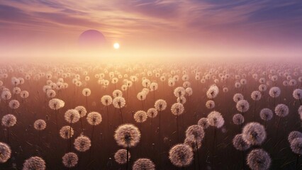 부드러운 빛이 감싸는 민들레 꿈결 풍경