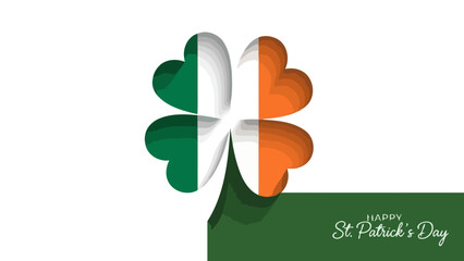 St. Patrick's Day Clover with Irish Flag Colors and Green Banner