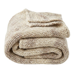 Fototapeta premium Cozy Knitted Throw Blanket With Speckled Texture In Neutral Tones Folded