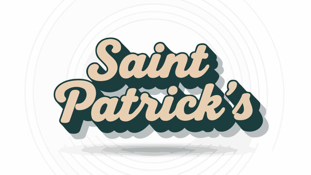 Retro Styled "Saint Patrick's" Text with Shadow Effect and Circular Background