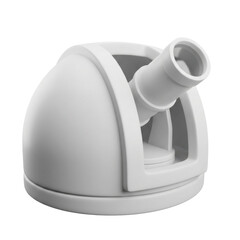 White Observatory Dome With Telescope Against Black Background Minimalist Scientific Structure