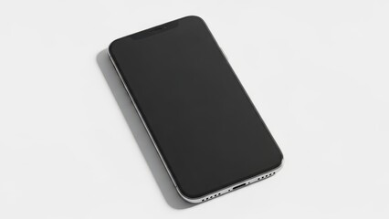 Naklejka premium Minimalist Modern Smartphone Mockup with Black Screen on White Background
