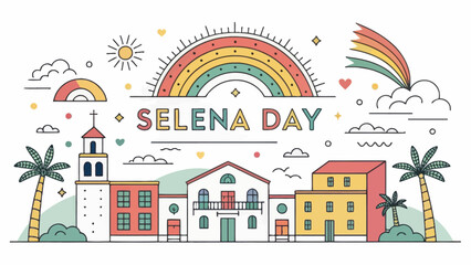 Fototapeta premium Selena Day Colorful Vibrant Vector Illustration