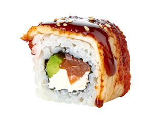 Delicious Unagi Sushi Roll with Cream Cheese and Avocado.