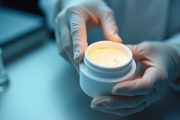Cosmetic Cream Quality Control. Skincare Laboratory Inspection. Beauty Industry Standards