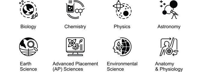 Science Subjects In Learning At School banner web icon vector illustration