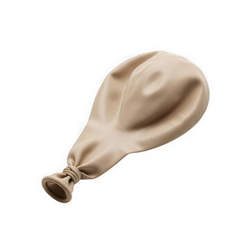 Single deflated balloon isolated on transparent background