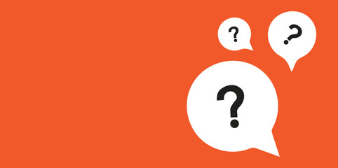 Question Mark Chat Bubbles on Orange Background &ndash; FAQ, Help, Support and Customer Service Communication Concept