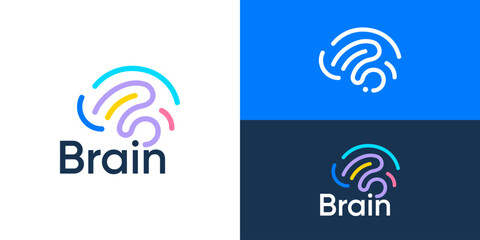 Creative modern colourful brain logo design vector illustration.
