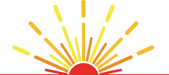 A vibrant graphic of a rising sun with bold yellow and orange rays, representing hope, new beginnings, and positive energy.
