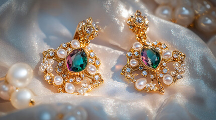 gold earrings with diamonds