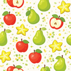 Fresh_Apple_Pear_Starfruit_Seamless_Pattern