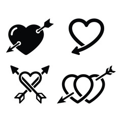 Love Arrow Heart Icon Set