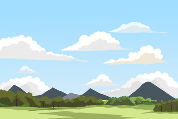 landscape with mountains and clouds