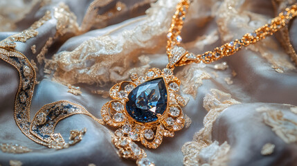 close up of a gold necklace