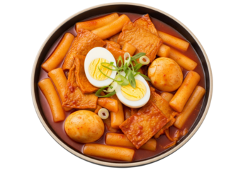 Spicy Korean Tteokbokki with Fish Cakes and Boiled Eggs