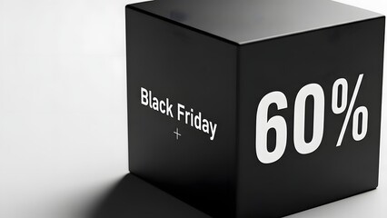 Black friday sale concept with 60 percent discount on a cube