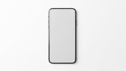Minimalist Black Smartphone Mockup with Blank Screen on White Background
