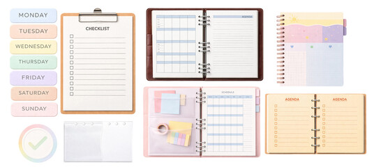 Pastel Planner & Diary Notebook Set with Weekly Tabs and Checklists
