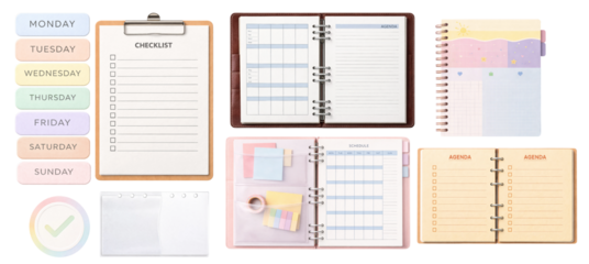Pastel Planner & Diary Notebook Set with Weekly Tabs and Checklists