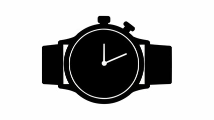 Black silhouette of a modern wristwatch with a leather strap.
