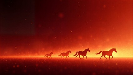 Dynamic Horse Run Across Red Landscape