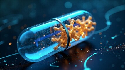 3D Rendered Capsule Containing a Virus