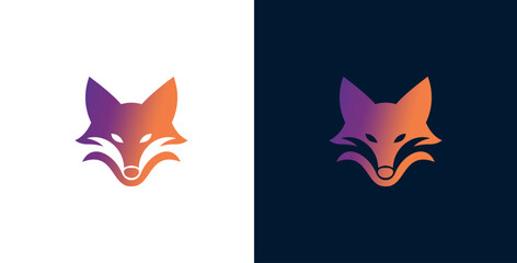 Gradient Fox Logo Design - Minimalist Animal Icon with Abstract Artistic Flair
