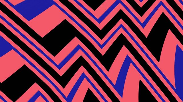 Abstract geometric zigzag pattern with bold pink and blue colors