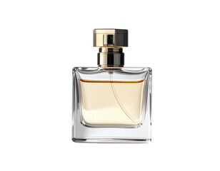 Elegant Glass Perfume Bottle with Golden Cap.