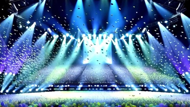 ゲーム背景　未来型デジタルステージ舞台歌番組風背景動画