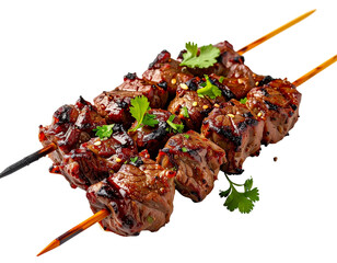 Delicious Grilled Beef Skewers with Herbs and Spices.