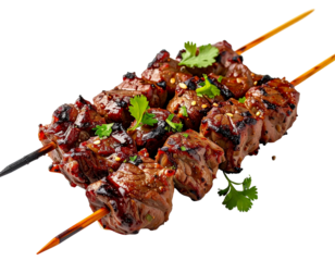 Delicious Grilled Beef Skewers with Herbs and Spices.