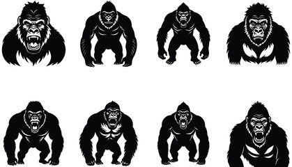 Majestic orangutan with intricate fur, a powerful wildlife vector illustration silhouette © ABIR