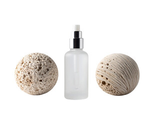 Frosted Glass Spray Bottle with Natural Elements.