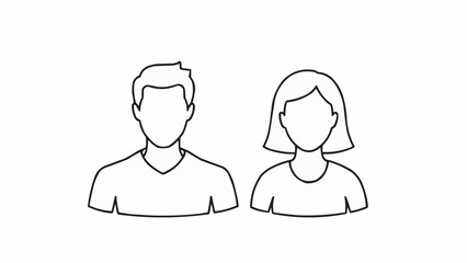 Simple Line Art Icon of a Man and Woman.